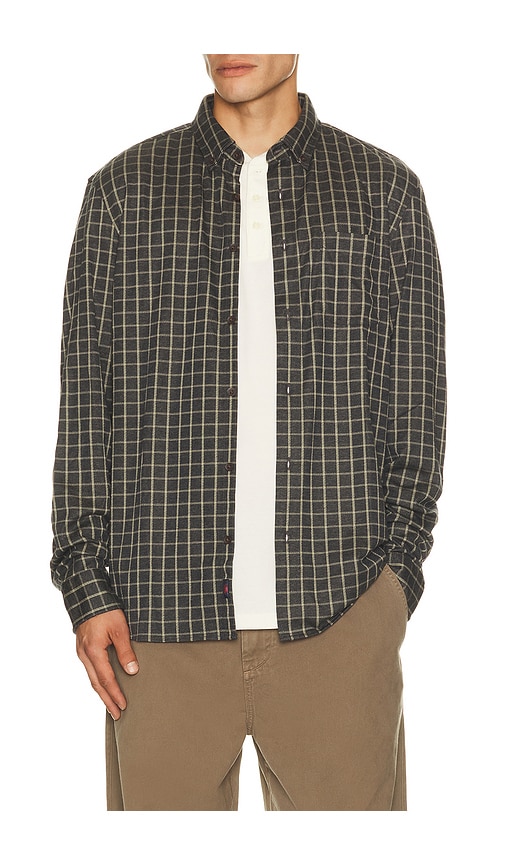 Faherty Coastline Knit Shirt In Charcoal Sage Check