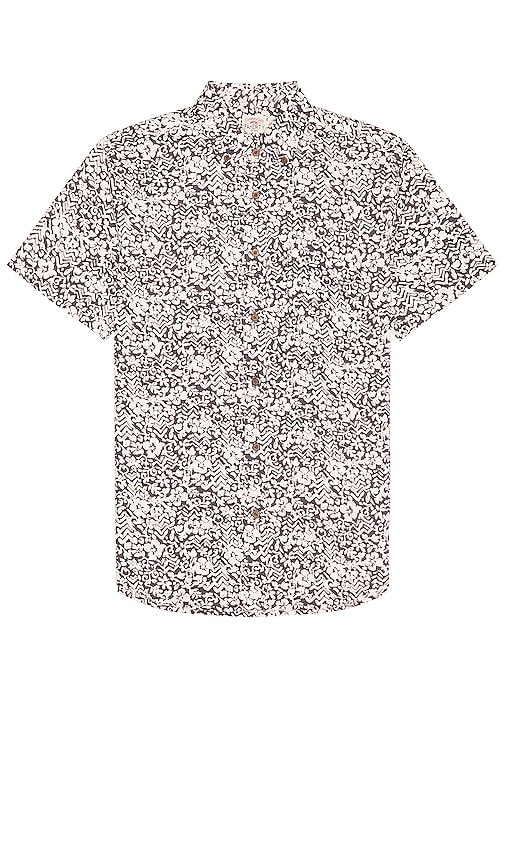 Faherty Playa Button-down Collar Floral-print Organic Cotton-blend Shirt In Black