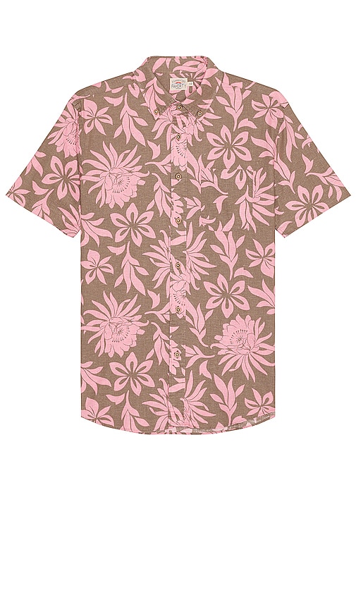 Shop Faherty Short Sleeve Breeze Shirt In Cedar Beach Blossom