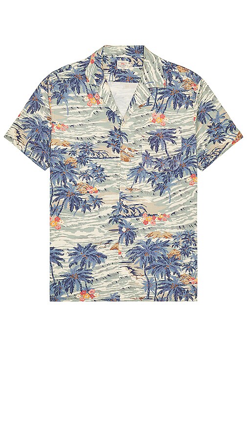 Faherty SS Kona Camp Shirt in South Pacific Swell