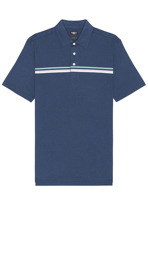 Shop Faherty Short Sleeve Movement Pique Polo In Navy