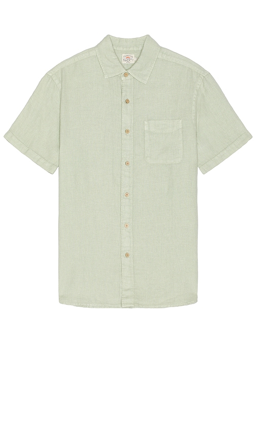 Shop Faherty Short Sleeve Linen Laguna Shirt In Olive