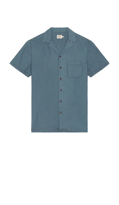 Shop Faherty Short Sleeve Getaway Camp Shirt In Navy