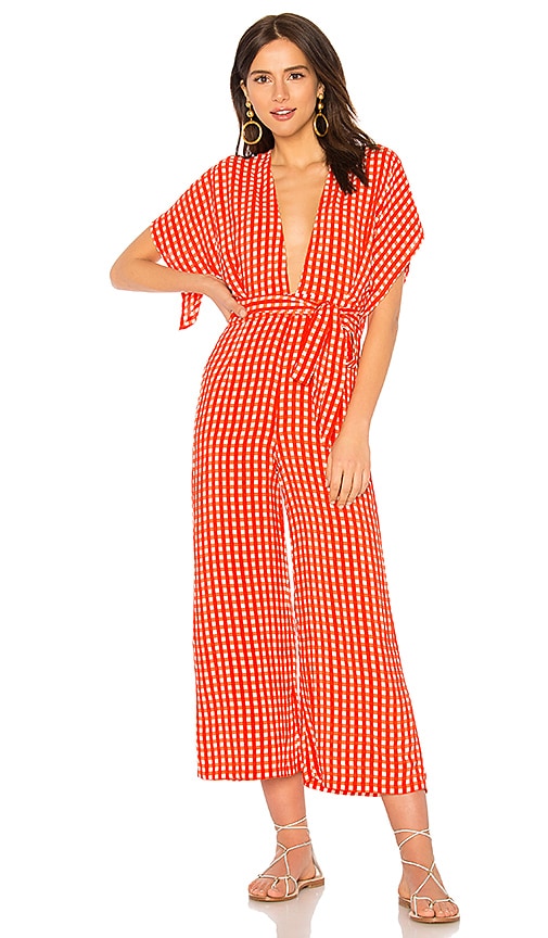 gingham playsuit red