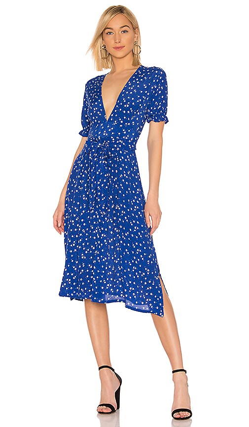 FAITHFULL THE BRAND Farah Dress in Cobalt Betina Floral | REVOLVE