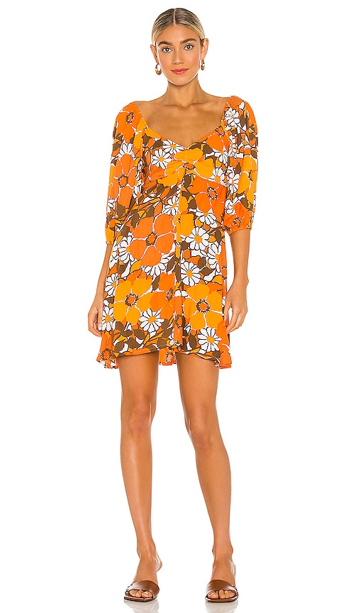 FAITHFULL THE BRAND Martine Mini Dress in Orange Isola Floral | REVOLVE