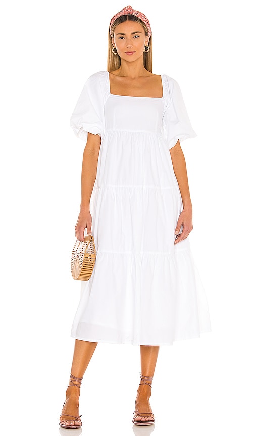 Plain white midi dress best sale