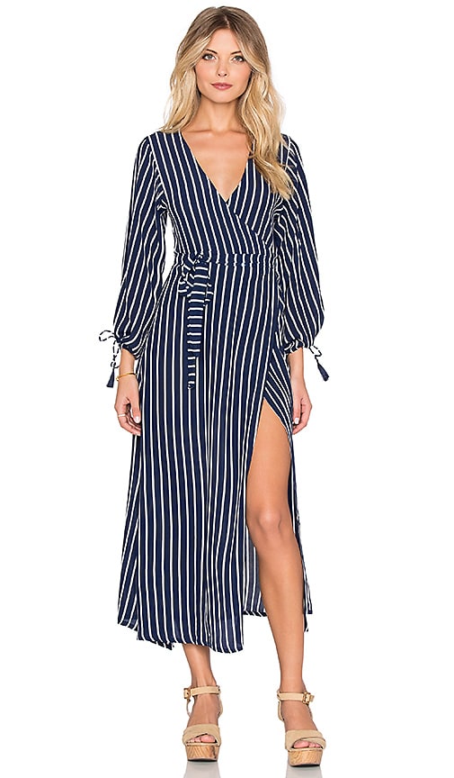 striped wrap maxi dress