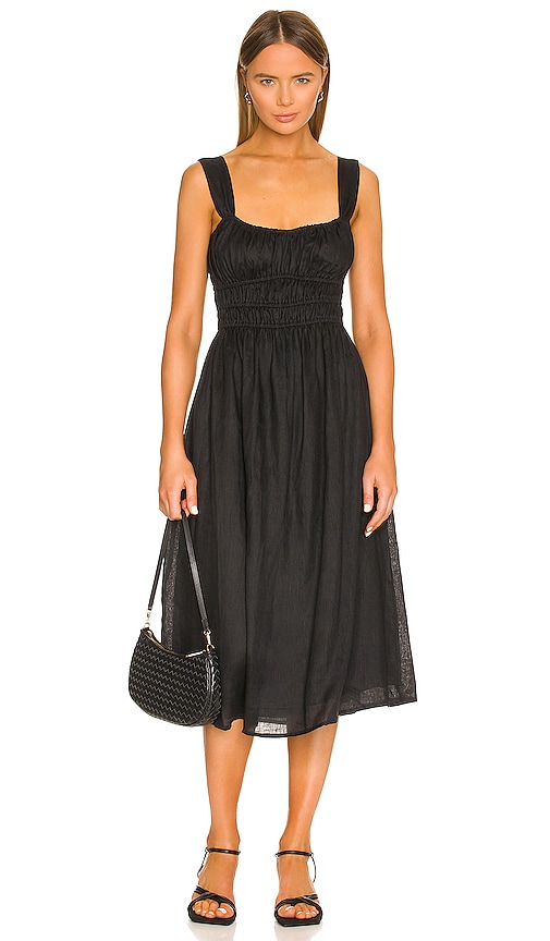 FAITHFULL THE BRAND Emory Midi Dress in Black | REVOLVE