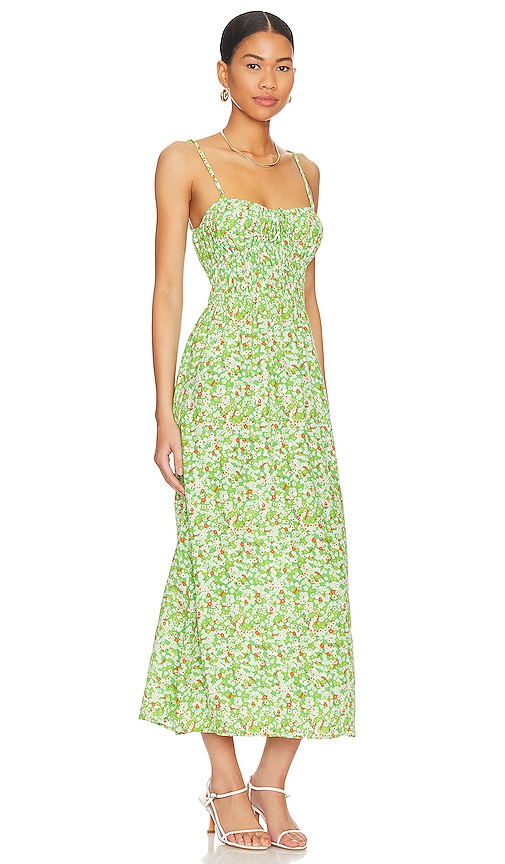 Shop Faithfull The Brand Caprera Midi Dress In Green