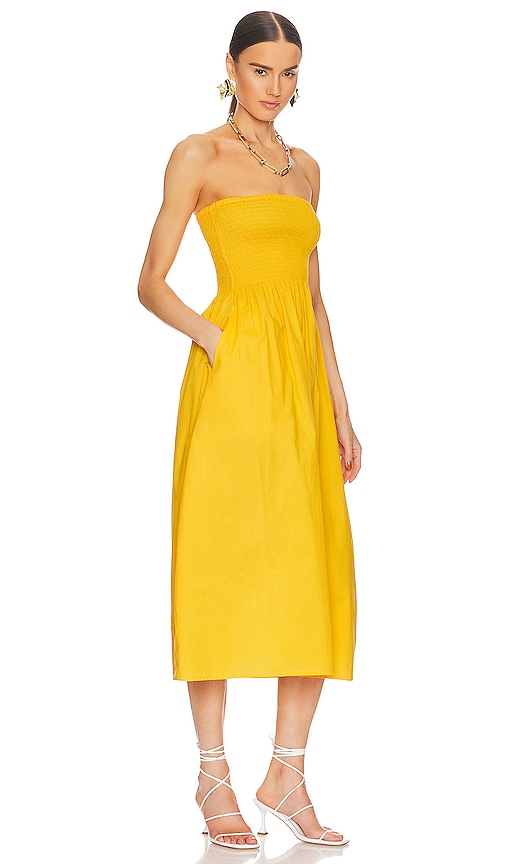 Shop Faithfull The Brand Madella Midi Dress In Yellow