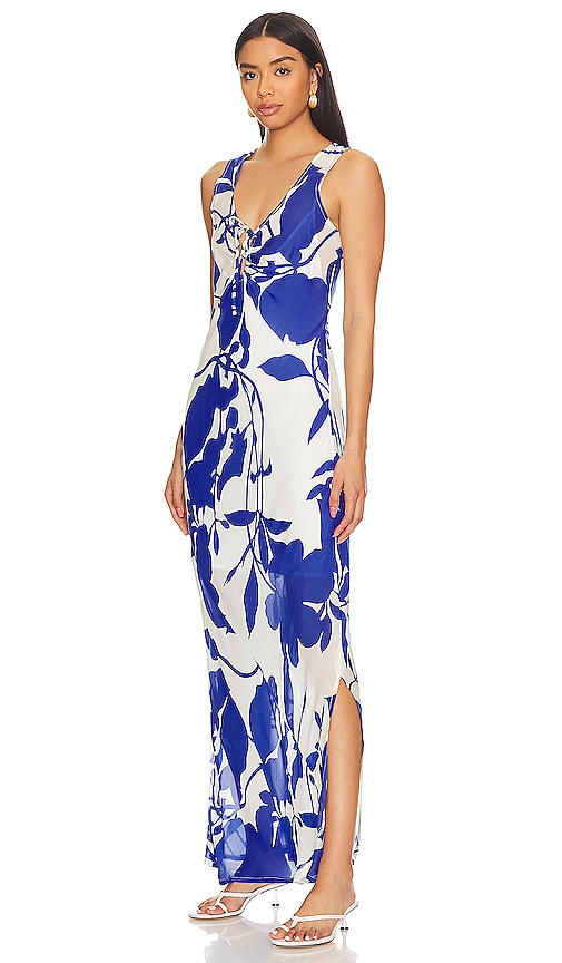 Shop Faithfull The Brand Nicola Maxi Dress In Termini Floral Blue