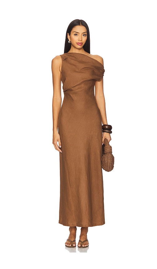 Suis Midi Dress in Brown. - size XS (also in S)