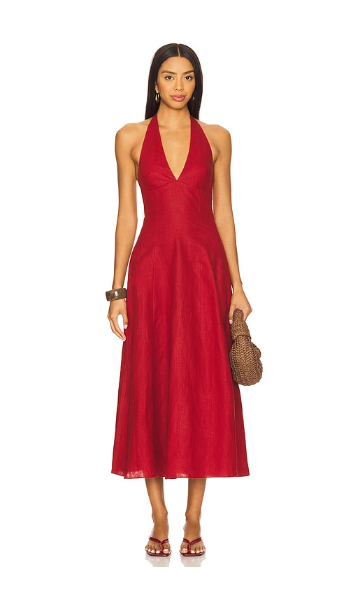 Marais Midi Dress in Red. - size XL (also in L, M, S, XS)