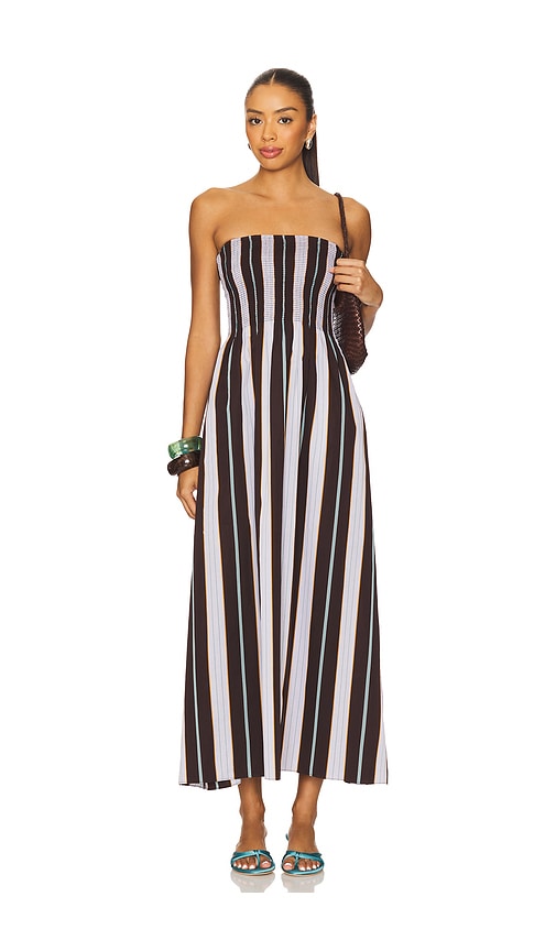 Sanya Maxi Dress in Chocolate,White. - size XL (also in L, M, S, XS)