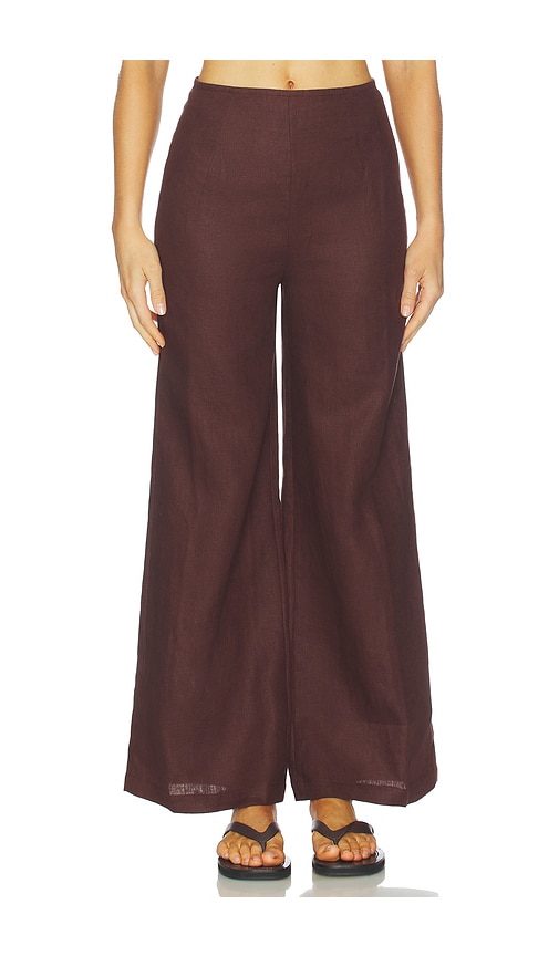 Faithfull The Brand Syna Linen Trousers In Brown