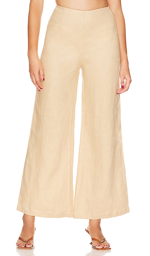 Womens Fashion Brand Company Bottoms | Swiss Cheese Linen Wide Leg Trousers  – Abie Toiber