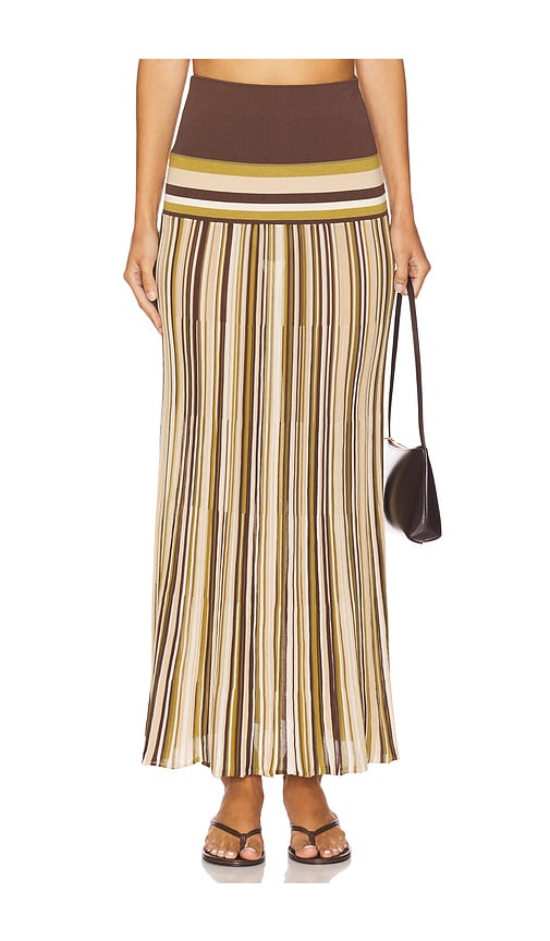 Faithfull The Brand Citara Maxi Skirt In Espresso Pine Stripe In Brown