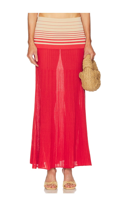 Citara Skirt in Beige,Red. - size XL (also in L, M)