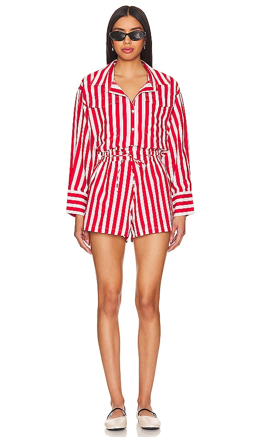 FAITHFULL THE BRAND Isole Playsuit in Bayou Stripe Red