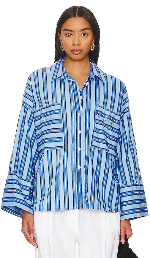 Shop Faithfull The Brand Tasha Shirt In Akaia Stripe Blue