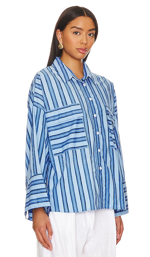 Shop Faithfull The Brand Tasha Shirt In Akaia Stripe Blue