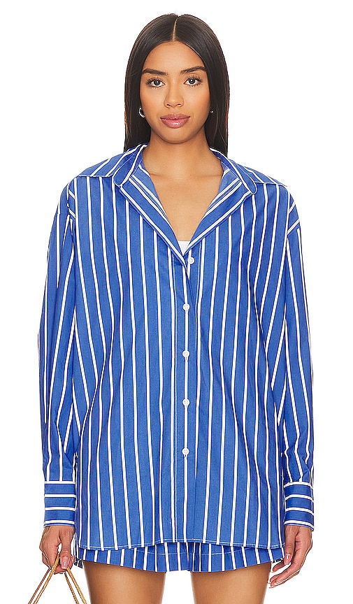 Shop Faithfull The Brand Daija Shirt In Adia Stripe Ocean Blue