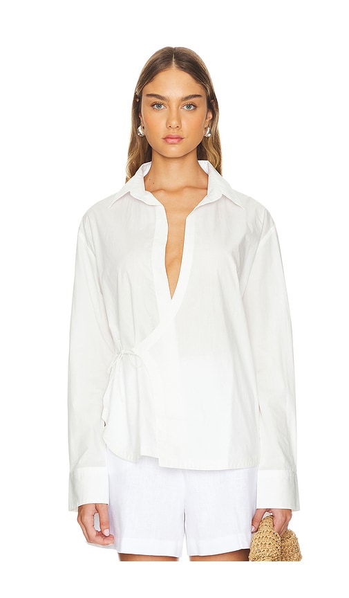 Shop Faithfull The Brand Alliste Oversized Wrap Shirt In White