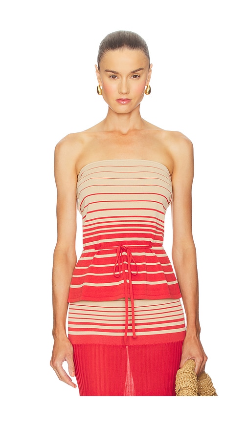 Casia Top in Beige,Red. - size XL (also in L, M, S, XS)
