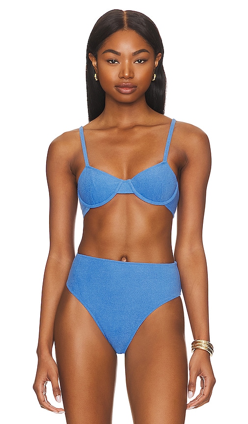 Faithfull The Brand Maxime Bikini Top In Sicilian Blue