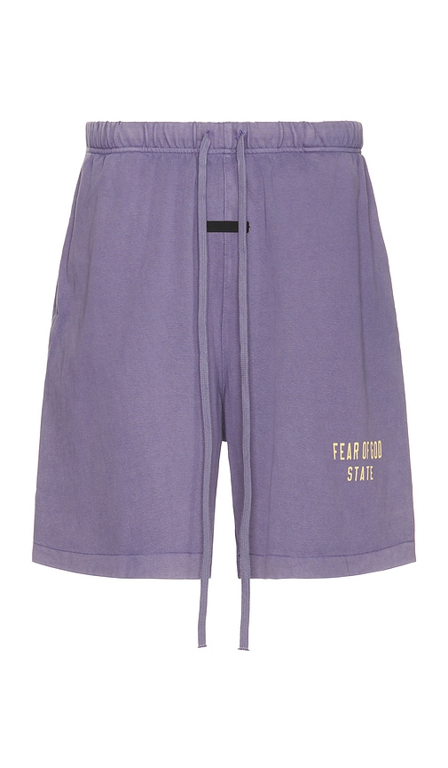 Shop Essentials Heavy Jersey Soccer Short In Purple