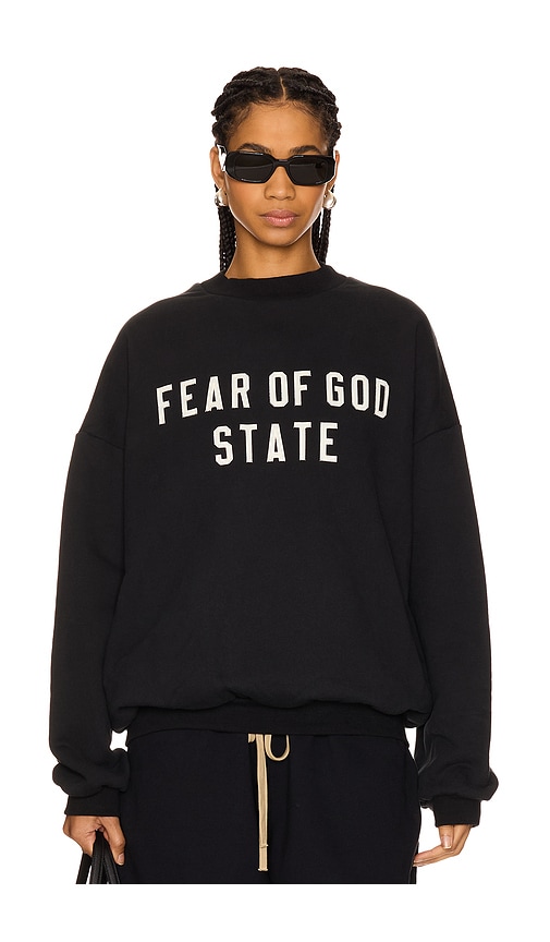 Fear of God ESSENTIALS Heavy Fleece Crewneck in Black | REVOLVE