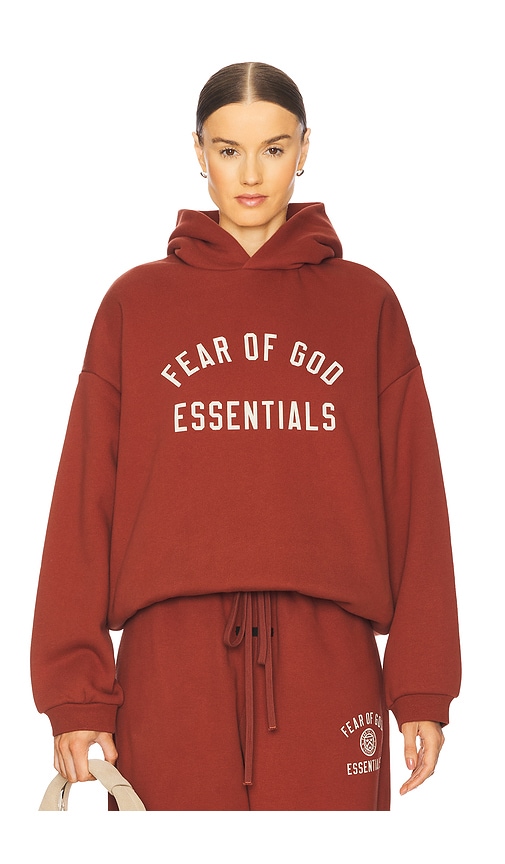 Fear of God ESSENTIALS Fleece Hoodie in Crimson