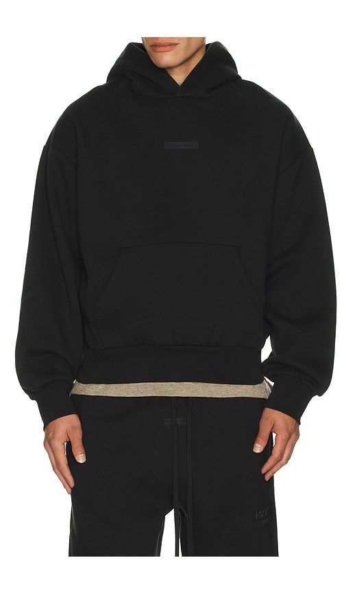 Fear of God ESSENTIALS Classic Fit Fleece Hoodie in Jet Black