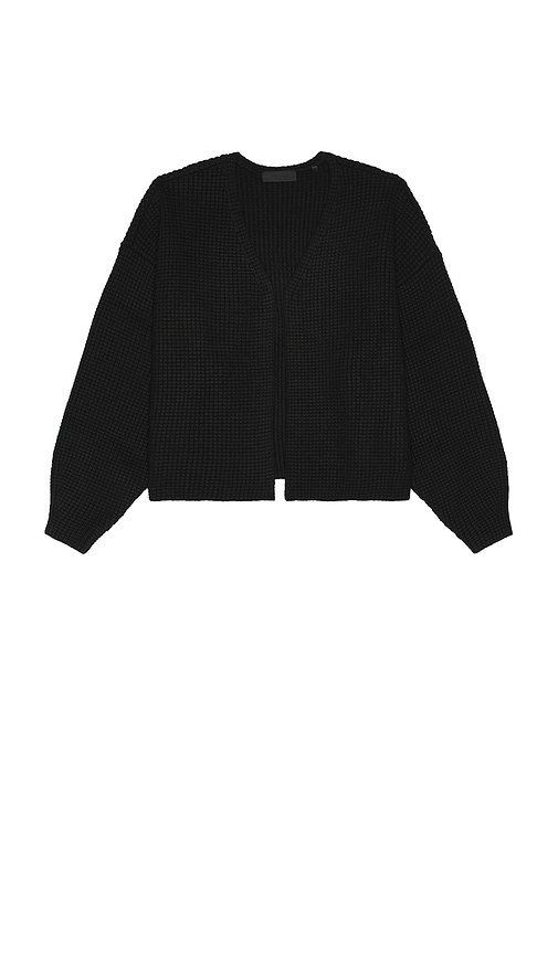 Fear of God ESSENTIALS Heavy Waffle Cardigan in Black
