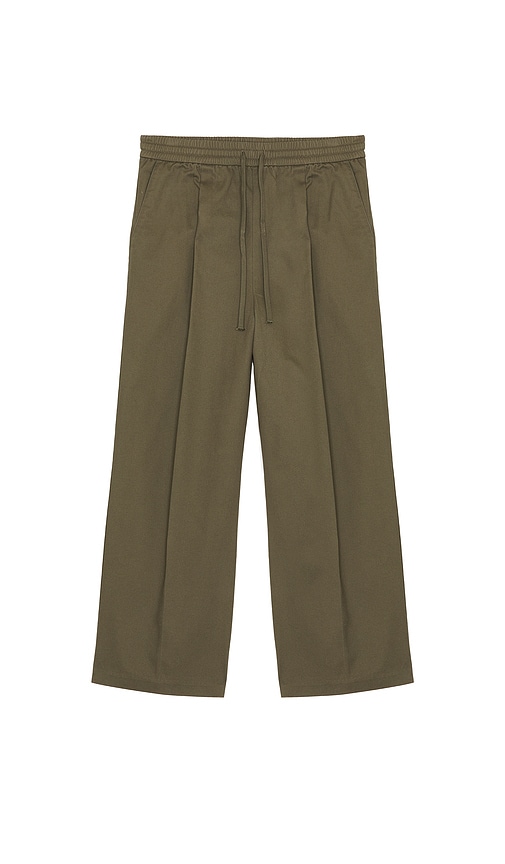 Essentials Pleat Front Drawstring Pant In Green