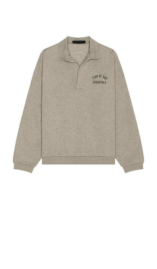 FOG ESSENTIALS FLEECE POLO HEATHER GRAY スウェット Fear of God Essentials Heather Grey Fleece Polo Sweatshirt