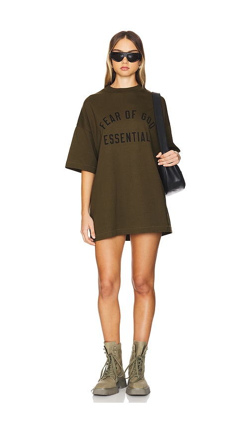 Fear of God ESSENTIALS Jersey Crewneck Tee in Olive