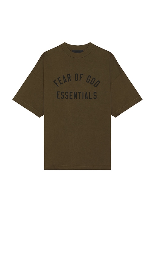 Shop Essentials Jersey Crewneck Tee In 올리브