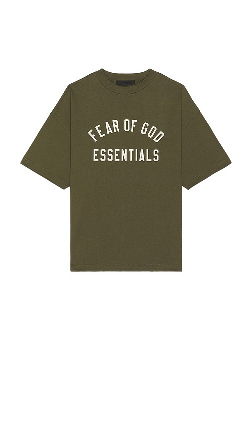 Shop Essentials Jersey Crewneck Tee In 밀리터리