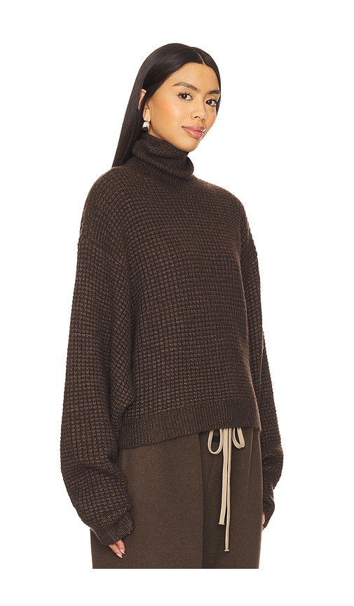 Essentials Cropped Turtleneck Sweater In Brown
