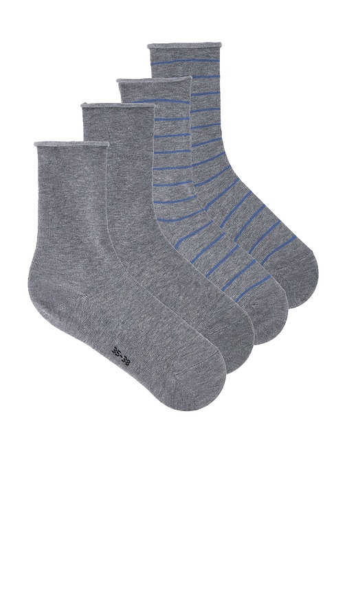 Shop Falke Happy Stripe 2-pack Sock In Grey