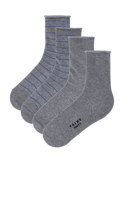 Shop Falke Happy Stripe 2-pack Sock In Grey