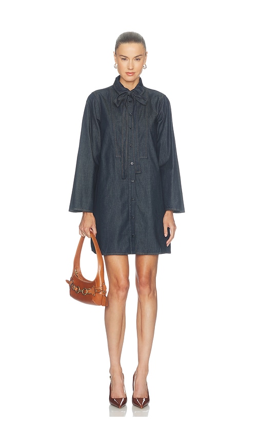 The Denim Tuxedo Dress in Blue