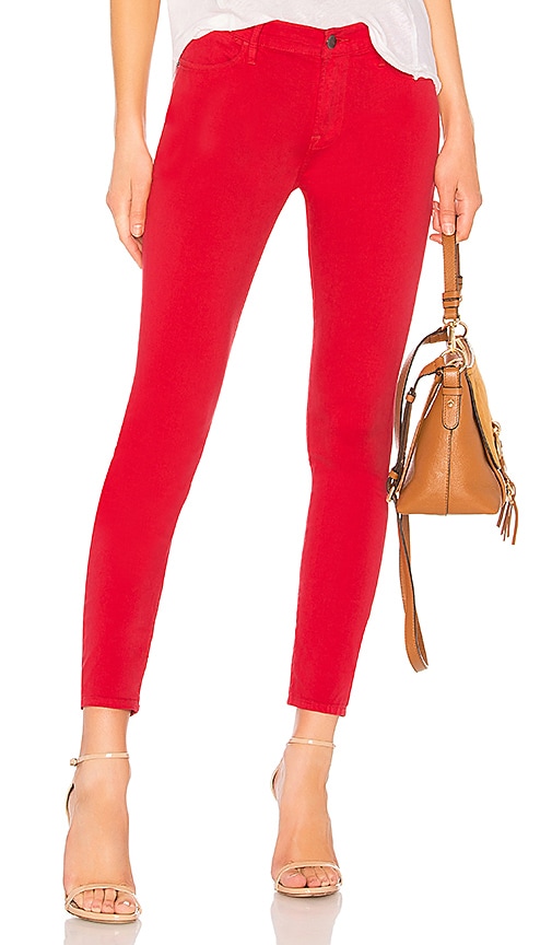 red ankle jeans