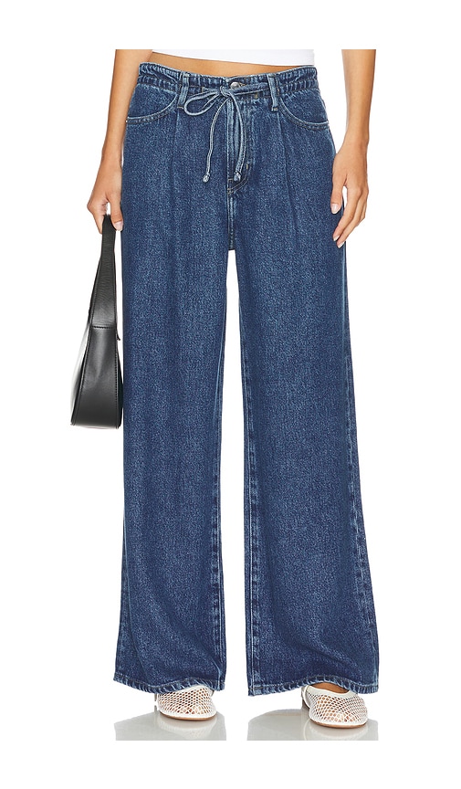 FRAME Super Drape Drawstring Wide Leg in Ghost