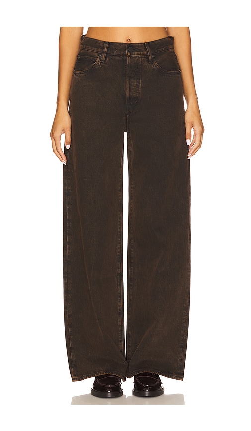 Frame The Collegiate Brown Jeans With Belt Loops And Wide Leg In Denim Woman In Brown