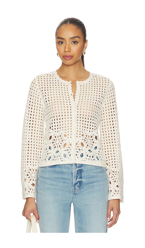 Frame Womens Cream Postcard Cut-out Weave Cotton Cardigan Xs In White