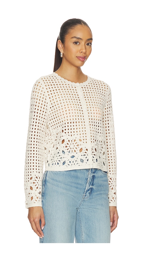 Frame Womens Cream Postcard Cut-out Weave Cotton Cardigan Xs In White