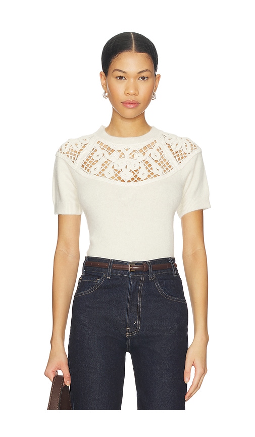 FRAME Lace Gathered Sweater